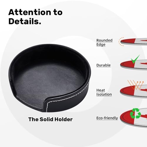 Canada Flag Leather Drinks Coasters with Holder, Set of 6, Suitable for Various Cups - color: Canada Flag
