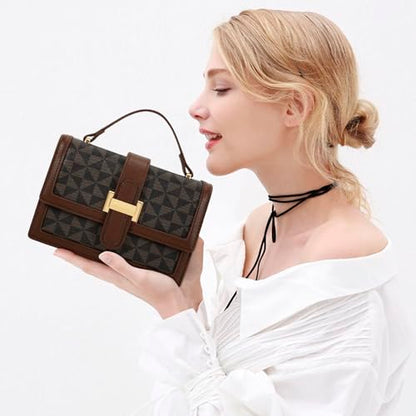 KKXIU Crossbody Bag for Women, Top Handle Purse Small Designer Handbag | Adjustable Shoulder Strap, Small Purse for Lady, Shoulder Clutch - color: Brown Checkered
