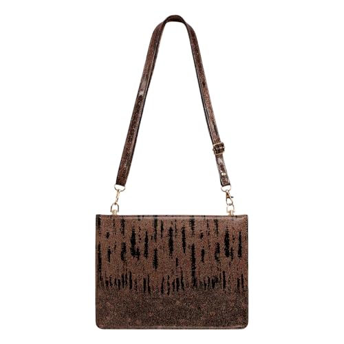 Crossbody Case for iPad mini 7 A17 Pro & iPad mini 6 (Mini 7th/6th Gen) 8.3" with Pencil Holder/Pockets, Shoulder Strap, Hand Strap, Handbag Folio Stand Envelope Magnetic Wallet Cover, Brown - color: 04# Brown Glitter, size: iPad Mini 7th/6th Gen 8.3" (20
