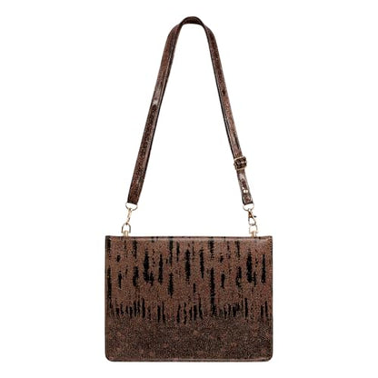 Crossbody Case for iPad mini 7 A17 Pro & iPad mini 6 (Mini 7th/6th Gen) 8.3" with Pencil Holder/Pockets, Shoulder Strap, Hand Strap, Handbag Folio Stand Envelope Magnetic Wallet Cover, Brown - color: 04# Brown Glitter, size: iPad Mini 7th/6th Gen 8.3" (20
