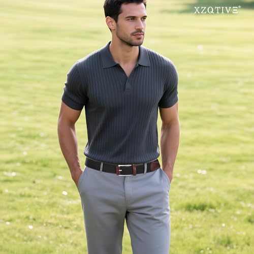 XZQTIVE Braided Stretch Belt Mens Gift Elastic Woven Belt for Golf Casual Pants Shirts Jeans - color: Black With Coffee Leather, size: Fit Waist 38-43in