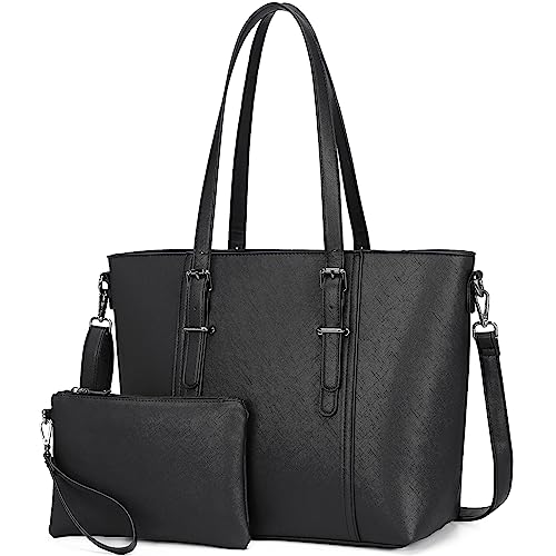 Women Purses and Handbags Tote Shoulder Bag Top Handle Satchel Bags for Ladies - color: Z Black 2pcs Set