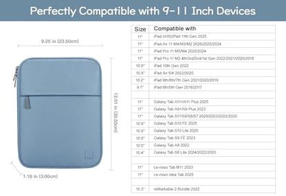 Dadanism 9-11 Inch Tablet Sleeve Padded Carrying Case, Blue | Fits iPad A16 11" 2025, iPad 10th Gen 10.9", iPad Air M4/Pro M5 11", iPad Air 5/4, iPad 9/8/7th Gen, Galaxy Tab A11+ Plus 11" - color: Blue, size: 9-11 inch