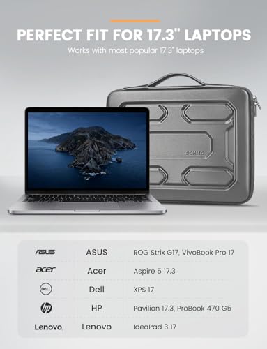 DOMISO 18 inch Laptop Sleeve with Handle Shockproof Computer Bag Waterproof EVA Protective Carrying Case for 17.3" MSI GS73VR Stealth Pro/HP Envy 17/LG Gram 17"/ROG Strix GL702VS, Dark Grey - color: Dark Grey, size: 17.5-18 inch
