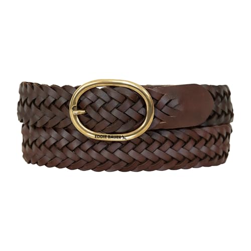 Eddie Bauer Women's Casual Leather Belts with Durable Metal Buckle - color: Center Bar Woven - Brown, size: XX-Large