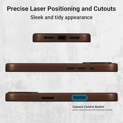Belemay Vegetable-Tanned Leather Case for iPhone 17 Compatible with MagSafe - color: Bourbon brown, size: iPhone 17