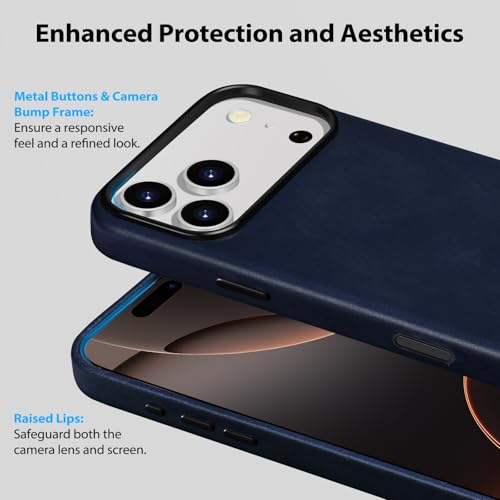 Belemay Vegetable-Tanned Leather Case for iPhone 17 Pro, Navy Blue - color: Midnight Blue, size: iPhone 17 Pro