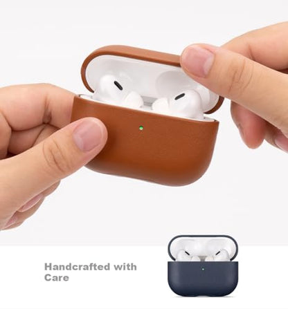 LOPIE Leather Case for AirPods Pro 2 - Handmade AirPods Pro 2nd Generation Case Cover with Lanyard - Made of Full Grain Leather - Drop Protection Hard Shell Cover - Wireless Charging Compatible - Blue - color: Blue, size: Top Grain Leather