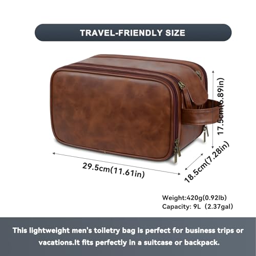 Travel Toiletry Bag for Men,Shaving Dopp Kit,Large Toiletries Organizer bag - color: Red Coffee