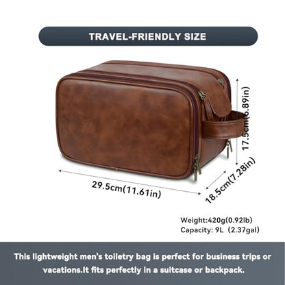 Travel Toiletry Bag for Men,Shaving Dopp Kit,Large Toiletries Organizer bag - color: Red Coffee