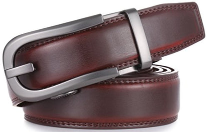 Marino Men’s Genuine Leather Ratchet Dress Belt With Automatic Buckle, Enclosed in an Elegant Gift Box - color: Vaulted Classic - Mahogany, size: Adjustable from 28" to 44" Waist
