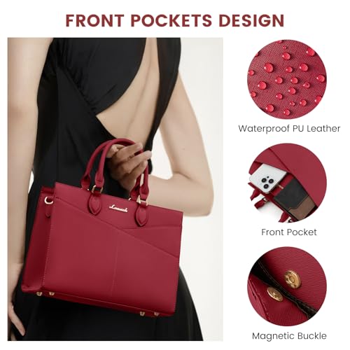 LOVEVOOK Purses for Women,Satchel Handbags Tote Bag, Pu Leather Shoulder Crossbody Top Handle Purse with Zipper - color: Red, size: Small