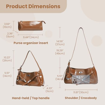 Genuine Leather Hobo Bag for Women, Slouchy tote Bags Purse Shoulder bag - color: S-brown