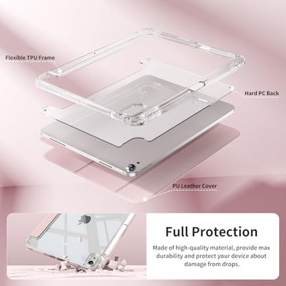 iPad A16 11th/10th Gen Clear Case with Clear Transparent Back, Pink - color: Light Pink