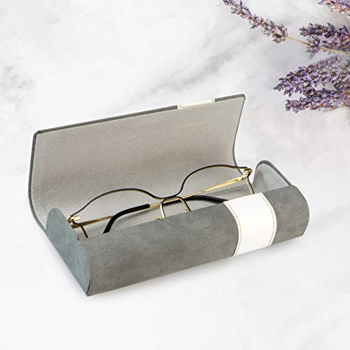 LifeArt Eyeglass Case Hard Shell, Portable Sunglass Case, Fashionable PU Leather Eyeglass Case, Lightweight - color: B_641_gray