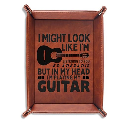 INNObeta Guitar Gifts for Men Valet Tray, Funny Guitar Gifts for Men Unique, Guitarist Gifts for Men, PU Leather Storage Organizer, for Birthday, Christmas