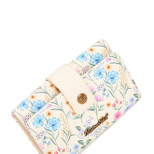 Montana West Small Wallets Woman Trifold RFID Blocking Flower Wallet Ladies Female Credit Card Wallet Western Travel Wallets with ID Window - color: Multicolor