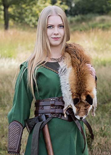 Ulfberth Battle-Merchant Medieval Wide Leather Double Belt | Buffalo leather costume belt for Viking medieval pirate outfits Ren Faire and reenactment - color: Dark Brown, size: Small