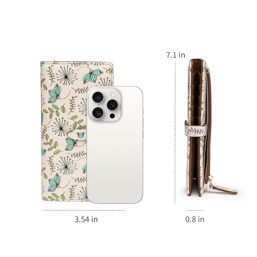Slim Wallets for Women Credit Card Holder RFID Bifold Clutch Long Ladies Billfold Wallets with Zipper Coin Pocket ID Window Cactus - color: Cactus