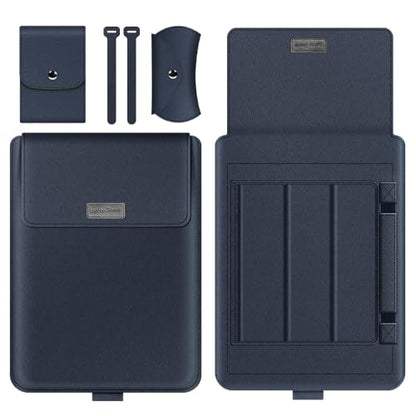 Laptop Sleeve 13-14" Case with Stand, Compatible with Microsoft Surface Laptop 5/4/3/2 13.5", MacBook Air/Pro 13.3", PU Leather Sleeve for 15-16" Laptops - Dark Blue - color: Dark Blue, size: 13-14 Inch