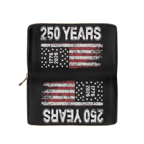 AFPANQZ Long Wallet for Women Slim Purse PU Leather Clutch Zip Around Cards Phone Holder - color: American 250th Print