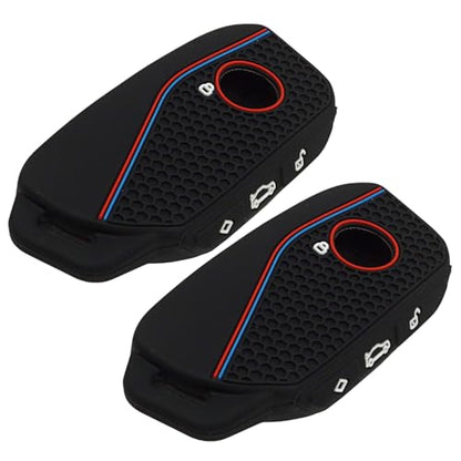 2PCS Silicone Key Fob Cover, Protective Case Compatible with 2023 2024 2025 2026 X5 X3 X1 X7 Series, Automotive Key Protector for Car Owners (Black) - color: Black