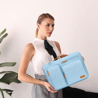 MOSISO 360 Protective Laptop Shoulder Bag, 15-16 inch Computer Bags | Compatible with MacBook Pro 16 inch, HP, Dell, Lenovo, Asus, Side Open Messenger Bag with 4 Zipper Pockets, Air Blue - color: Air Blue, size: 16 inch