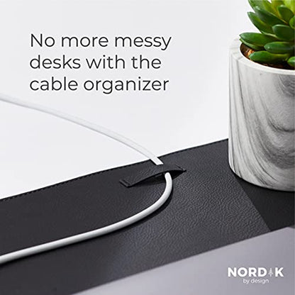 Nordik Leather Desk Mat - Pebble Black - Large Leather Desk Pad (35x17 in) | Premium Vegan Leather Desk Pad with Cable Organizer, Giftable, Extended Waterproof Mouse Mat, Non-Slip Desk Pad Protector - color: Pebble Black