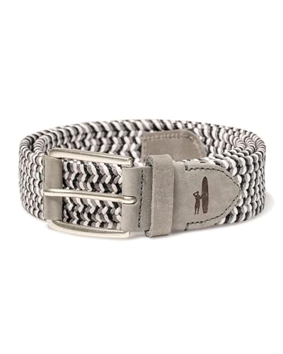 johnnie-O Cotton Stretch Belt | Men's Stretch Golf Belt | Comfortable Fit | Casual & Course - color: Black Light Gray, size: X-Large
