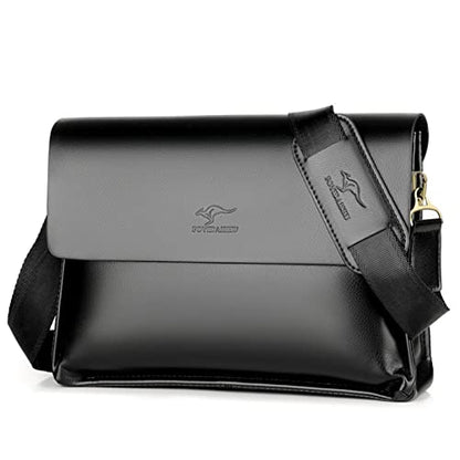 Leather Messenger Sling Crossbody Shoulder Bag for Men Travel Work Business Magnetic Buckle Adjustable straps | Travel - color: Black-l