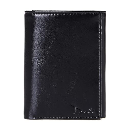 Black Vegan Trifold Wallets for Men - RFID Protection - Vegan Leather Wallets - Luxury Men's Wallet with Folded Edges Design - PETA Approved Black Vegan Slim Wallet - color: Black