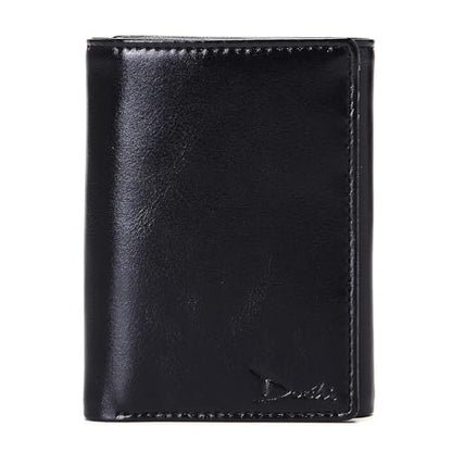 Black Vegan Trifold Wallets for Men - RFID Protection - Vegan Leather Wallets - Luxury Men's Wallet with Folded Edges Design - PETA Approved Black Vegan Slim Wallet - color: Black