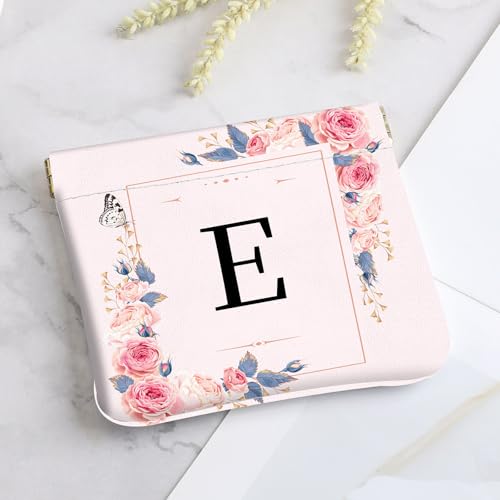 2Pcs Initial Letter PU Leather Small Squeeze Coin Purse Pouch Mini coin Bag Unique And Cute Wallet Cosmetic Bags For Women Girls Men Change Bag Letter E - color: Letter E