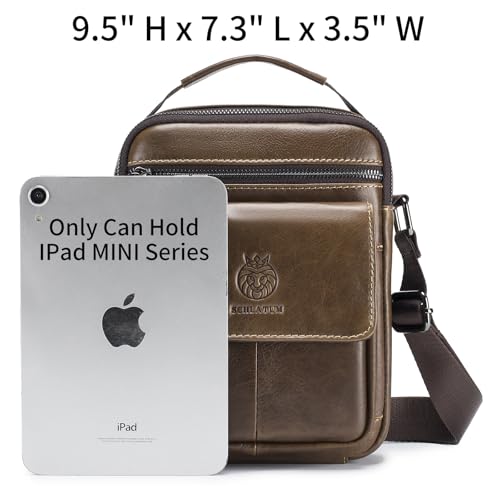 Small Leather Messenger Bag for Men, Man Bag Crossbody, Men's Shoulder Bags Leather Man Purse Handbag - color: Coffee