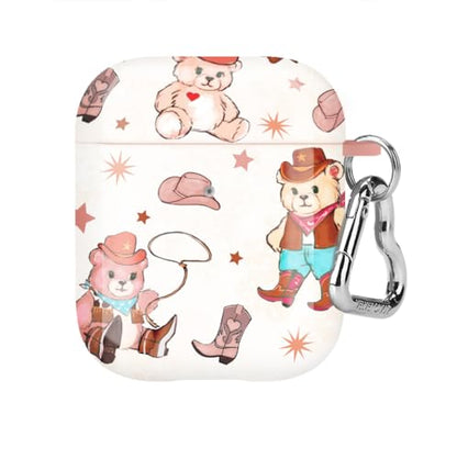 Velvet Caviar Compatible with AirPods Case 2nd and 1st Generation - Cute Protective Hard Cover for Women - Cowboy Teddy Bear - color: Cowboy Teddy