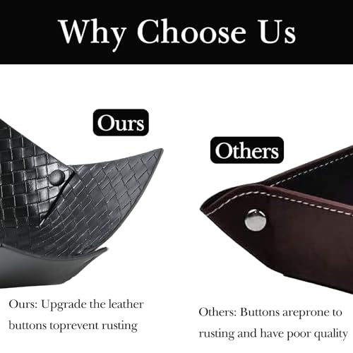 KINIVA 2 Pack PU Leather Jewelry Valet Tray for Men Women,Small Key Bowl for Entryway Table,Portable Travel Catchall Dice Tray (Bowl-Black-2pcs) - style: Bowl-Black-2pcs