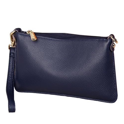 Sursee Genuine Leather Crossbody Bag for Women Convertible Wristlet Clutch Shoulder Handbag for Travel Work Daily Use - color: Blue