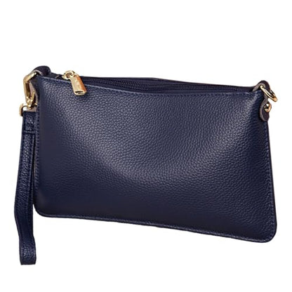 Sursee Genuine Leather Crossbody Bag for Women Convertible Wristlet Clutch Shoulder Handbag for Travel Work Daily Use - color: Blue