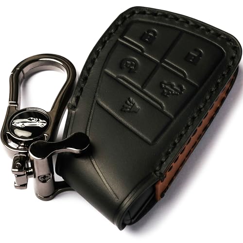 leather Case Compatible with Chevrolet Key Fob Cover or Keychain | Fits for Silverado 1500 GMC Sierra 1500, Silverado Sierra 2500HD 3500HD Smart Key etc - color: 5b-black