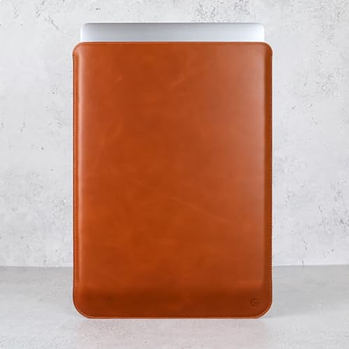 Casemade Real Leather Laptop Sleeve for MacBook Pro & Air Fits 13, 14, 15 & 16 Inch - Genuine Full Grain Leather with Soft Wool Lining (15 inch - MacBook Air M2/M3/M4/M5) - color: Tan, size: 15" Air M2-M5