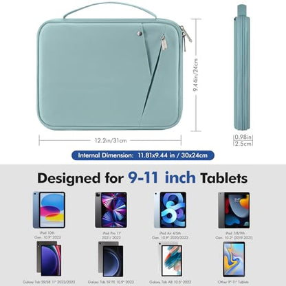 MoKo 9-11 Inch Tablet Sleeve Carry Case Padded Protective Bag with Handle | Fits New 11-inch iPad Air 4 2026/Pro M5/ A16, iPad 10th/Air 5/4th 10.9, i-Pad 9/8th 10.2,Tab S9/S8 11, Misty Blue - color: Misty Blue, size: 9-11 Inch