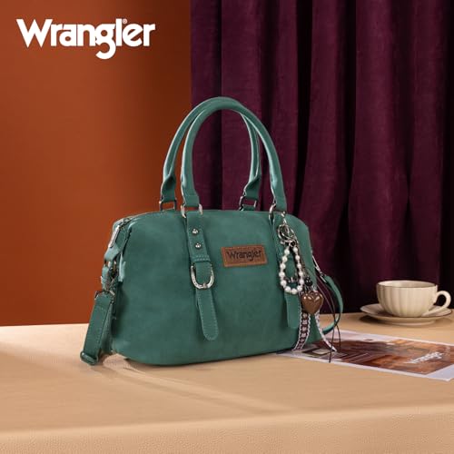 Wrangler Doctor Bag Top Handle Purse Hobo Shoulder Barrel Satchel Handbags for Women - color: Suede Turquoise
