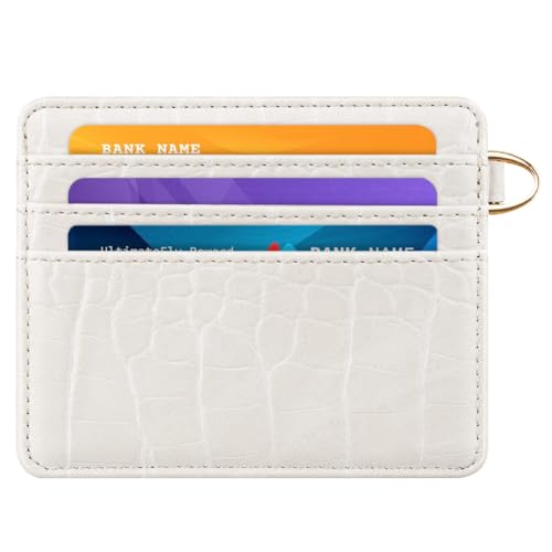 Slim Credit Card Holder Crocodile Wallet Women Thin Wallets | Alligator Print RFID Blocking Minimalist Lightweight Pocket Small Cute Cards Holders ID Window, Beige Croc - color: A Beige