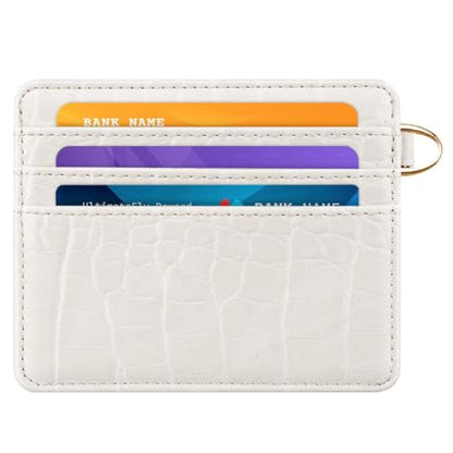 Slim Credit Card Holder Crocodile Wallet Women Thin Wallets | Alligator Print RFID Blocking Minimalist Lightweight Pocket Small Cute Cards Holders ID Window, Beige Croc - color: A Beige