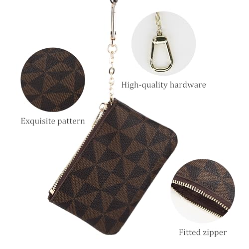 Veki Coin Purse Change Mini Purse Wallet with Zipper, Brown - color: Brown