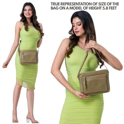 Leather Crossbody Bags for Women Small Soft Genuine Pebbled Sling Shoulder Handbag Crossover Purse with Full Adjustable Strap (Khaki Green Nappa) - color: Khaki Green Nappa