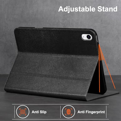 Gexmil Leather Case for iPad Air 11 Inch M4/M3/M2,10.9 Inch,Black | Genuine Leather Cover for iPad Air 2026/2025/2024/2022/2020,Smart Folio Pencil Holder,Protective,Adjustable Stand - color: Palm-Print Black