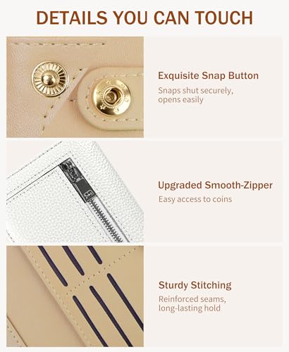 Immaturus White Womens Wallet RFID Blocking Slim Thin Credit Card Holder | Long Bifold, 11 Card Slots, Cash Purse, Zipper Coin Pocket, Travel Clutch Billfold, PU Leather, ID Window, Ladies Woman Gift - color: 2 White