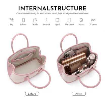 Crossbody Bag for Women Vegan Leather Top Handle Bag for Women Shouder Handbag Tote Purse with Adjustable Strap - color: A10-beige Pink