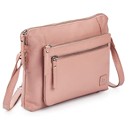 Leather Crossbody Bags for Women Small Soft Genuine Pebbled Sling Shoulder Handbag Crossover Purse with Full Adjustable Strap (Baby Pink Nappa) - color: Baby Pink Nappa